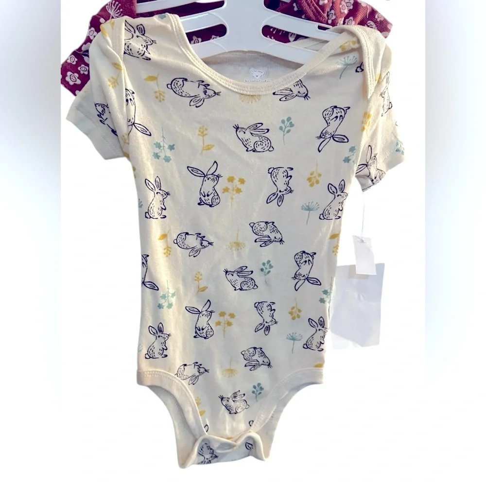 Koala Kids Cream and Red Floral Set of 3 onesie’s